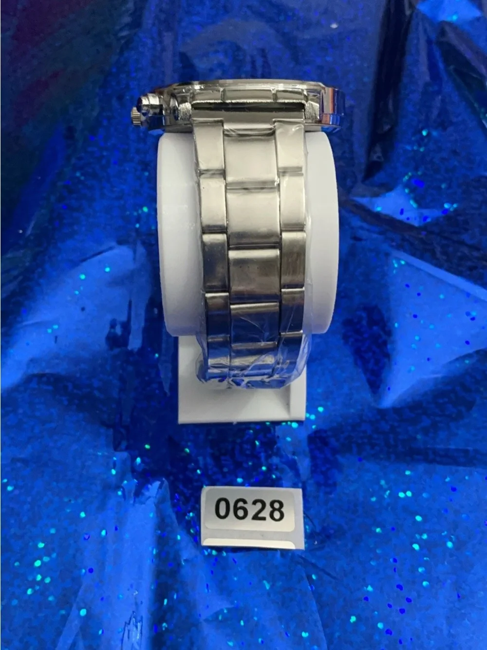 Men's Silver Bracelet Watch with Blue Dial